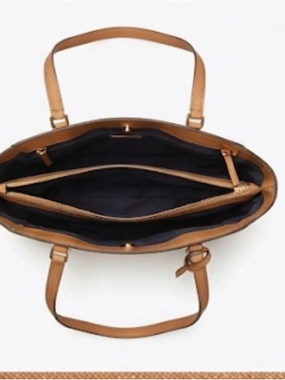 Tory Burch Cognac Leather Tote with Gold Trim